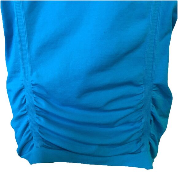 Athleta Fastest Track Tee Rare Teal Top Scoop Neck Ruched Sz XL Gym Run Athletic - Picture 3 of 12